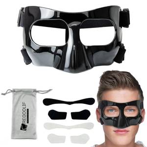 lot 2097 image: CREGOOLIF Nose Guard for Broken Nose,Protective Face Masks for Basketball and Soccer Sports,Adjustable Face Mask with Foam Padding for Men and Women, Black