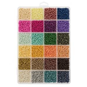lot 2101 image: A 12500pcs John Bead Assorted Glass Seed Beads 80, 24 Metallic Mixed Colors Round Bead for DIY Crafts Jewelry Making Bead Box