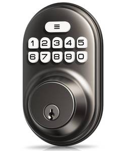 lot 2113 image: Veise Keyless Entry Door Lock, Electronic Keypad Deadbolt, Keyed Entry, Auto Lock, Anti-Peeking Password, Back Lit & Easy Installation Design, Matte Black