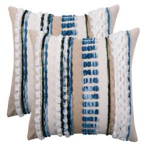 lot 2119 image: Tosleo Boho Throw Pillow Covers 18x18 Inch Set of 2 Blue Striped Chenille Pillowcases with Soft Plush Square Decorative Cushion Covers for Sofa Couch Bed Living Room Farmhouse Decor