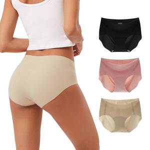 lot 2128 image: INNERSY Womens Seamless No Show Hipster Panties Invisible Light Underwear 3-Pack(BlackBrick RedNude,Small)