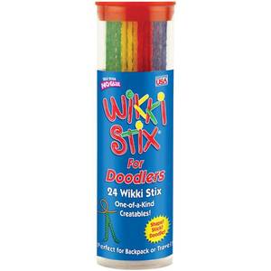 lot 2132 image: Wikki Stix for Doodlers - Kids Travel Essential Portable Creativity On-The-Go Pack of 24 Wikki Stix in Neon and Primary Colors. Made in USA  3 & Up.
