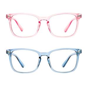 lot 2141 image: LifeArt 2 Pairs Blue Light Blocking Glasses with Spring Hinge, Anti Eyestrain, Computer Reading Glasses, Gaming Glasses, TV Glasses for Women Men, Anti UV, Anti Glare (Blue&Pink, No Magnification)