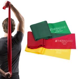 lot 2163 image: THERABAND Resistance Bands Set, Professional Elastic Band For Upper & Lower Body Exercise, Strength Training without Weights, Physical Therapy, Pilates, Rehab, Yellow & Red & Green, Beginner