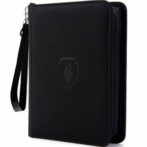 lot 2166 image: Fabmaker Premium 4 Pocket Zip Card Binder, Trading Card Binder for 320 Cards, Portable PU Card Collection Binder, Collector Card Album Folder for MTG, TCG, Sports Cards, Game Cards (Black)