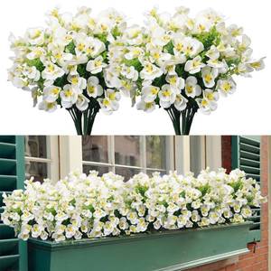 lot 2175 image: HAPLIA 20 Bundles Artificial Daffodils Flowers, Fake Artificial Greenery UV Resistant No Fade Faux Plastic Plants for Wedding Bridle Bouquet Outdoor Home Garden Kitchen Office Table Vase(White)