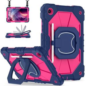 lot 2192 image: Scnioy for Galaxy Tab A9 Plus Case 11 Inch, Rugged Case for Samsung Galaxy A9 Tablet with Screen Protector 360 Rotating Stand Shoulder Strap Pen Holder, 2023 Model(SM-X210X216218), Navy Pink