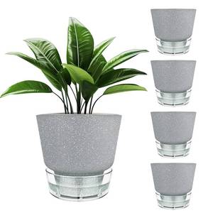 lot 5922 image: HYNZ Plant Pots - 6 Orchid Pot, 5 Pack Orchid Pots with Holes - Self Watering Pots for Indoor Plants - Plant Pots with Drainage Hole and Tray Saucer (Frosted Gray)