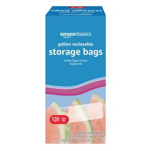 lot 5943 image: Amazon Basics Reclosable Gallon Food Storage Bags, BPA Free, 120 Count
