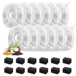 lot 5944 image: A24 Pcs Cat Fountain Replacement Filters 12 Pack Cat Water Fountain Replacement Filters with 12 Pack Pre-Filter Sponges, Pet Fountain Filter Fit for 95oz2.8L Automatic Pet Fountain Cat Water Fountain