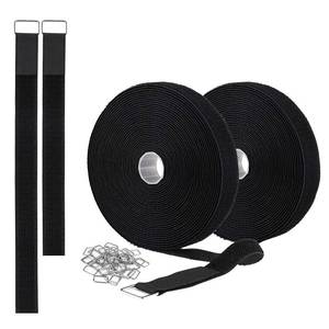 lot 6240 image: Jumpso Adjustable Fastening Hook and Loop Straps, Reusable Cable Ties Cut-to-Length Nylon Cinch Straps for Organizer or Storage (Black, 1 X 32FT)