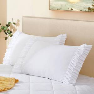 lot 6251 image: Vonty Ruffled Pillow Cases Standard Pillowcases(20x26), Decorative Ruffle Pillowcases - White Pillow Cases Set of 2, Scalloped Euro Sham Farmhouse Pillow Shams with Envelope Closure