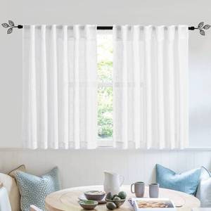 lot 6253 image: RYB HOME White Kitchen Curtains - Linen Textured Sheer Curtains Light Filtering Privacy Window Drapes Soft Airy Breathable Draperies for Bedroom, RV Camper, Nursery, Cafe, W 52 x L 36 inch, 2 Panels