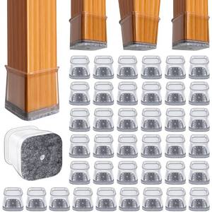 lot 10122 image: BUMACO Chair Leg Floor Protectors Square Chair Leg Protectors for Hardwood Floors Silicone Pads Covers to Protect Floors(Clear-40 Pcs, Square XL (1-58 2)