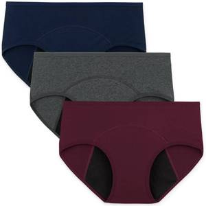 lot 10124 image: INNERSY Womens Hipster Period Underwear Light Flow Postpartum Teens Menstrual Panties 3-Pack (Dark Vintage,Large)