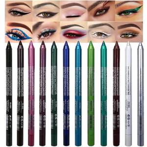 lot 10130 image: evpct 12Pcs Green Blue White Black Brown Purple Color Gel Glitter Eyeliner Pencils Set for Women Waterline Waterproof Smudge Proof lapiz de ojos delineador de ojos contra el agua Eye Liner Makeup 1