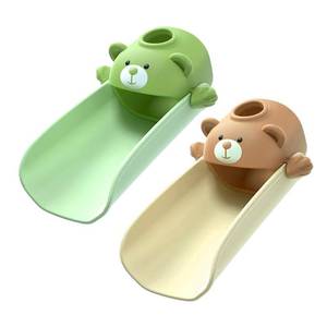 lot 10146 image: DLUCKY Faucet Extender for Sink Easy Use Sink Faucet Extenders with Temperature Sensitive for Toddlers, Kids Hand Washing Faucet Extension for Bathroom Sink, Kitchen, Green and Brown
