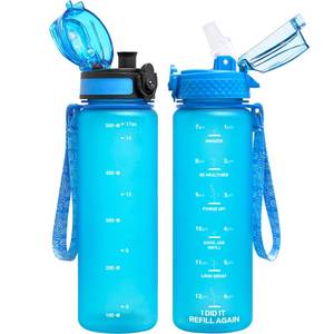 lot 10159 image: OLDLEY Kids Water Bottle for School, 17 oz (2 lids) BPA-Free Reusable Leak-Proof Durable Tritan Plastic Water Bottles with Straw & Chug Lids, Anti-dust Spout Cover (Blue)