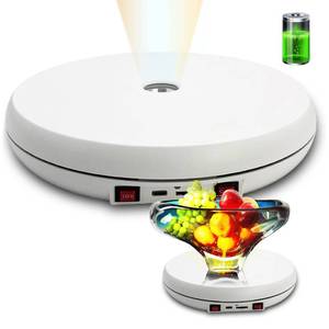 lot 10164 image: JAYEGT Motorized Rotating Display Stand with LED Light , 10 inch 55lbs Load, 360 Turntable Display Stand for Photography Products Shows, Jewelry, Watch (White  White LED Light Rechargeable )