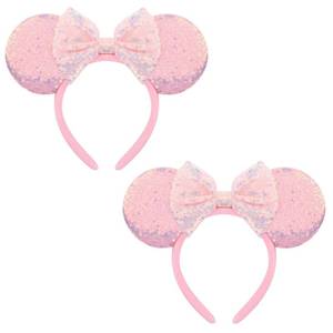 lot 10180 image: AQOKKA Mouse Ears Headbands with Bow Minnie Ears Cosplay Costume Hair Accessories for Women Girls Birthday Party Decoration