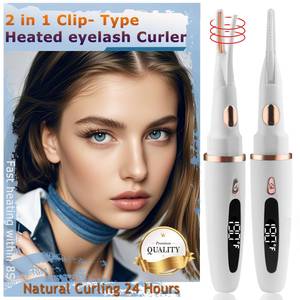 lot 10185 image: Heated Eyelash Curlers - 2 in 1 Clip- Type Heated lash Curler Best Seller Electric Eyelash Curler LED Display 3 Temp Settings for Makeup Tools USB Rechargeable 24H Long Lasting-WT 1A