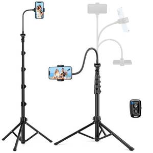 lot 10189 image: Phone Tripod Stand, 85 Tall Cellphone Tripod for iPhone with Gooseneck Remote, Flexible Portable Phone Stand for Recording, Compatible with iPhone 14 13 12 pro Android Camera