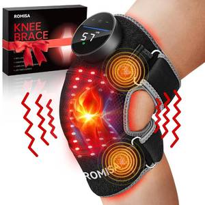 lot 10190 image: ROMISA Red Light Therapy Knee Brace&Vibration Knee Massage for Pain Relief, 660nm&850nm Rechargeable Near Infrared Light Therapy Device for KneeElbowShoulder Faster Recovery for Cordless Use