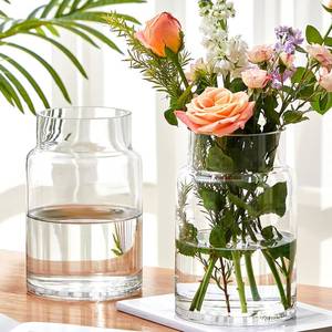 lot 11752 image: Ninehaoou 2 Pcs 9 Inch Large Glass Vase for Bouquet Wide Mouth Vase for Centerpieces Large vase for Flowers Modern Glass Vases for Wedding Home Dining Table Decor(H 9�� W 6)