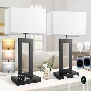 lot 11753 image: 3 Color Temperatures Table Lamps for Bedrooms Set of 2, 22���� Touch Control Bedside Nightstand Lamps with 2 USB Ports & AC Outlet, Stepless Dimmable Lamps with White Shade, Modern Decor for Living Room