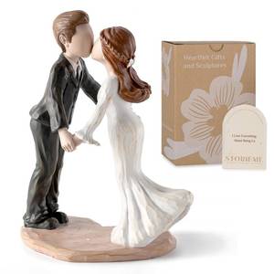 lot 11767 image: Storieme Wedding Cake Toppers Bride and Groom Romantic Valentines Day Gift for Couples Her Wife Anniversary Engagement Couple Figurines Statue Home Decor