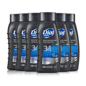 lot 11778 image: Dial Men 3in1 Body, Hair and Face Wash, Hydro Fresh, 16 fl oz, Pack of 6