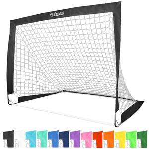 lot 11791 image: GoSports Team Tone 4 ft x 3 ft Portable Soccer Goal for Kids - Pop Up Net for Backyard - Black