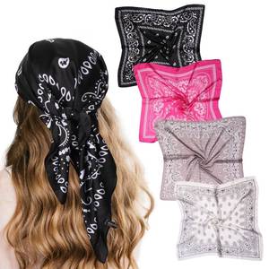 lot 11792 image: Alotpower Hair Scarf for Women 26in27in 4pcs, Silk Feeling Satin Bandanas for Women