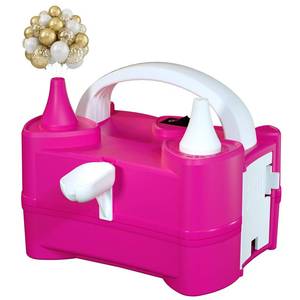 lot 11796 image: Beeyaky Electric Air Balloon Pump and Tying Tool in One, Balloon Pump Electric, Portable Dual Nozzle Balloon Pump Inflation for Party Decorations, 110V-120V 400W, Rose red