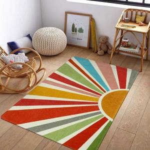 lot 11806 image: STARUIA Boho Washable Rug 3x5 Rug Kids Area Rug for Playroom, Colorful Kids Rug for Bedroom, Non-Slip Throw Sun Carpet Soft Small Sunshine Rug for Office Nursery Entryway Dorm