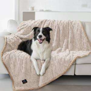 lot 11810 image: Waterproof Pet Blanket, Liquid Pee Proof Dog Blankets for Sofa Bed Couch, Reversible Sherpa Fleece Furniture Protector Cover for Small Medium Large Dogs Cats,Beige-Thicken Large��65 x 57��