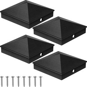 lot 11814 image: Nuogo 4 Pack 6x6 Post Caps Black (Actual 5. 5 x 5. 5) Aluminum Pyramid Fence Post Caps Cover with with 8 Stainless Steel Screws Sturdy Waterproof for Corridor Mailbox Fence Stair