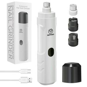 lot 12290 image: PAPIFEED Dog Nail Grinder with 2 LED Light,3-Speed Rechargeable Dog Nail Trimmer, Upgraded Powerful Electric Dog Toe Nail File Quiet Painless, Paws Grooming for Small Medium Large Dogs Cats-White