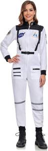 lot 12293 image: SIZGAROOT Astronaut Costume Women Adult Halloween Womens Space Suit Astronaut Costume (White, Medium)
