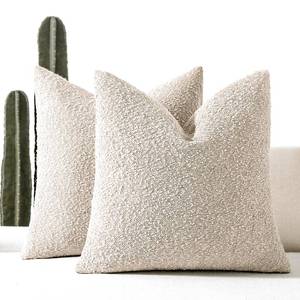 lot 12305 image: EIHU HOME Boucle Decorative Throw Pillow Covers for Couch Set of 2, 18x18 inches, Beige