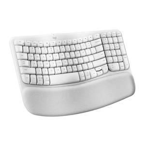 lot 12310 image: Logitech Wave Keys Wireless Ergonomic Keyboard with Cushioned Palm Rest, Comfortable Natural Typing, Easy-Switch, Bluetooth, Logi Bolt Receiver, for Multi-OS, WindowsMac - Off White (No USB Dongal)