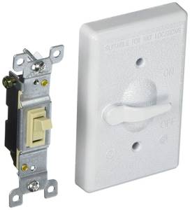 lot 12324 image: Hubbell 5121-1 Bell 1-Gang Vertical Lever Switch Weatherproof Cover, White