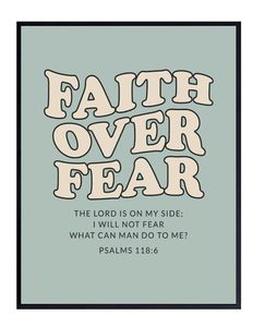 lot 12337 image: ShopHaven Faith Over Fear Art Print, Retro Christian Wall Print, Faith Print, Christian Poster, Bible Verse Wall D�cor, Psalms, Christian Gift, Home D�cor (11x14)