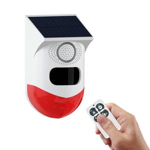 lot 12346 image: Solar Sound & Strobe Light Alarm with Motion Detector and Remote Controller 120db Sound Security Siren Light IP67 Waterproof 24 Hours4 Mode for Home, Farm,Barn,Villa,Yard,Garden