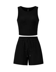 lot 12355 image: PRETTYGARDEN Lounge Sets for Women 2025 Summer Two Piece Matching Outfits Beach Vacation Clothes Sleeveless Tops and Shorts(Black,Small)