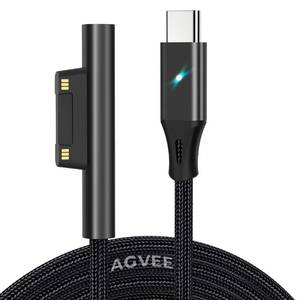 lot 12362 image: AGVEE 10ft USB-C to Surface Connect Charging Cable Cord Connector Charger for Microsoft Surface Pro X9876543, GO 321 Surface Laptop 4321Studio, Book 1 2, Black