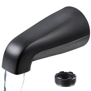 lot 12365 image: Dreyoo Universal Bath Tub Spout with Adapter, 5 Bathroom Bathtub Faucet Spout Without Diverter, Fits for 12, 34 IPS Inside Thread Connection and TubShower Faucet Brands(Matte Black)