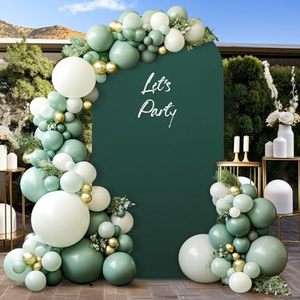 lot 12373 image: 6 ft Dark Green Arch Cover 2-Sided Spandex Arch Backdrop Cover Stretchy Fitted Balloon Arch Cover Round Top Chiara Stand Covers for Party Birthday Reception Memorial Fathers Day Wedding Baby Shower