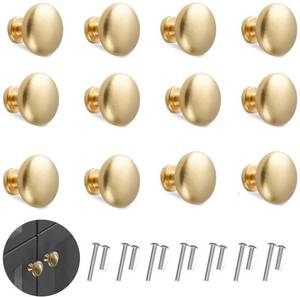 lot 12390 image: THSIREE 12PCS Cabinet Knobs, Gold Drawer Pulls Cabinet Knobs Inway, Round Drawer Knobs Cabinet Hardware with Screws for Kitchen Bedroom Furniture