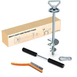 lot 12410 image: TOMBABY Heavy Duty Quality Dog Stake-Dog Tie Out Stake, Dog Stake Allows Dogs Up to 200 lbs, Dog Stakes for Outside Beach,Camping, Yard, 360° Swivel Dog Anchor  Use for Any Dog Tie Out Cable